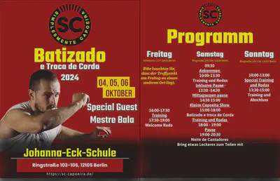 Das 2024 Programm der Batizado e Troca de Cordas von Simplesmente Capoeira Berlin e. V.
